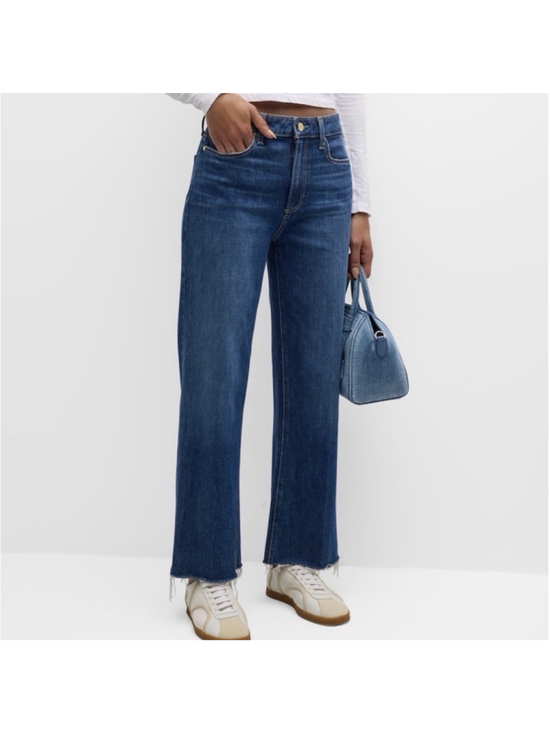 Paige Denim - Paige 26 Leenah Ankle Jeans Saint Tropez Wide Leg Frayed Hem EUC Mid Rise $249